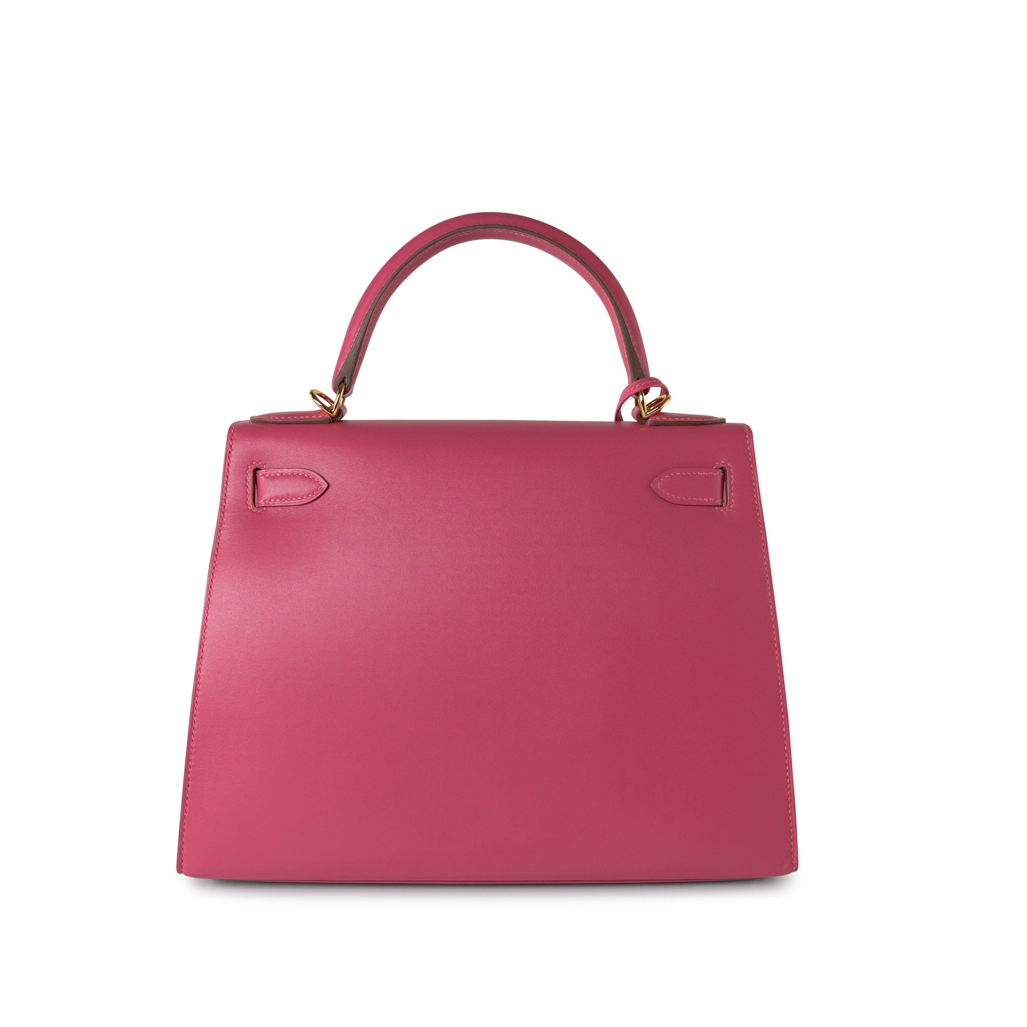 Hermes Handbag Pink Kelly 28 Rose Lipstick Veau Tadelakt Gold Plated Hardware C Stamp - Redeluxe