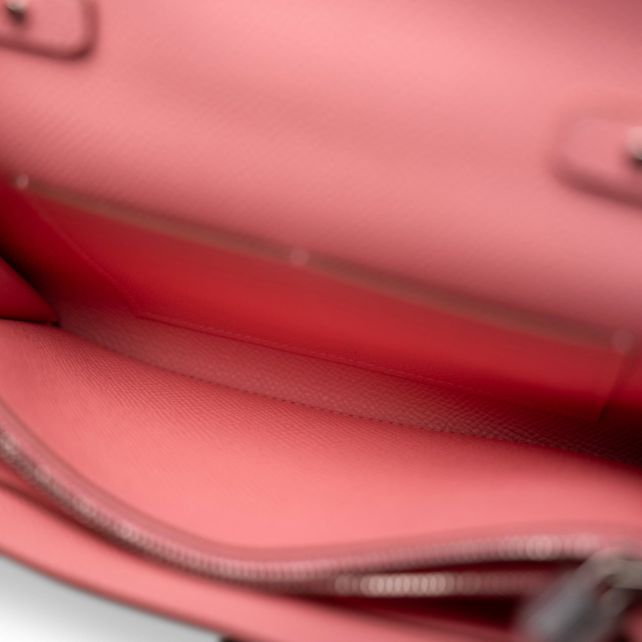 Hermes Handbag Pink Kelly Wallet To Go Rose Confetti Veau Epsom Palladium Plated U Stamp - Redeluxe