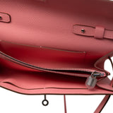 Hermes Handbag Pink Kelly Wallet To Go Rose Confetti Veau Epsom Palladium Plated U Stamp - Redeluxe