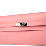 Hermes Handbag Pink Kelly Wallet To Go Rose Confetti Veau Epsom Palladium Plated U Stamp - Redeluxe