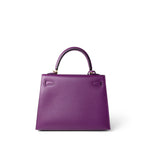Hermes Handbag Purple Kelly Sellier 25 Anemone Epsom Gold Plated Y Stamp - Redeluxe
