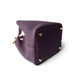 Hermes Handbag Purple Picotin 18 Purple Taurillon Clemence Gold Plated B Stamp - Redeluxe