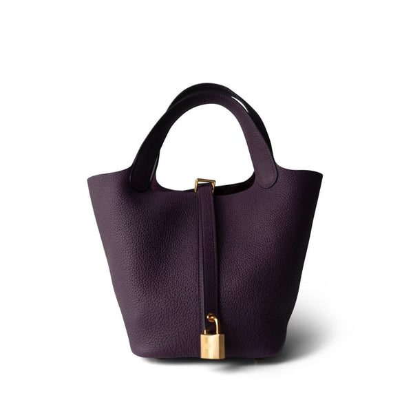 Picotin 18 Purple Taurillon Clemence Gold Plated B Stamp – REDELUXE