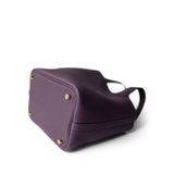 Hermes Handbag Purple Picotin 18 Purple Taurillon Clemence Gold Plated B Stamp - Redeluxe