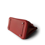 Hermes Handbag Red Birkin 25 Rouge Casaque Epsom Palladium Plated [P] Stamp - Redeluxe