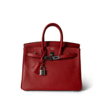 Hermes Handbag Red Birkin 25 Rouge Casaque Epsom Palladium Plated [P] Stamp - Redeluxe