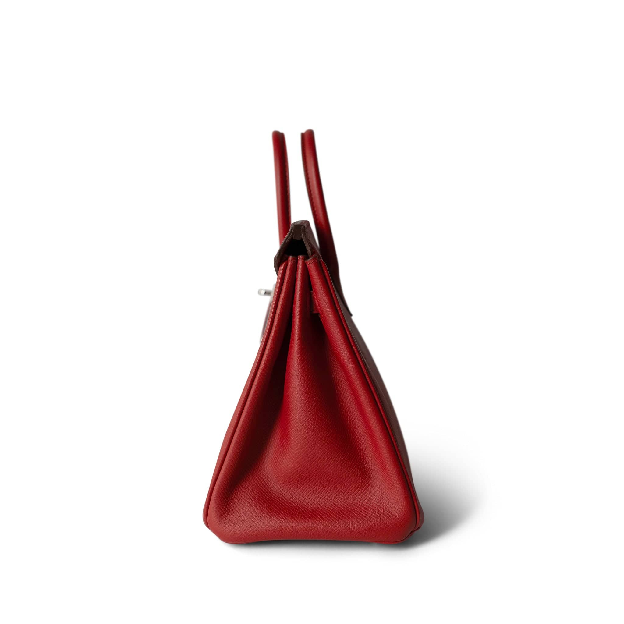 Hermes Handbag Red Birkin 25 Rouge Casaque Epsom Palladium Plated [P] Stamp - Redeluxe
