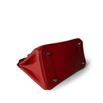 Hermes Handbag Red Birkin 25 Rouge Casaque Epsom Palladium Plated [P] Stamp - Redeluxe
