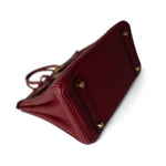 Hermes Handbag Red Birkin 25 Rouge Grenat Togo Gold Plated X Stamp - Redeluxe