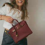 Hermes Handbag Red Birkin 25 Rouge Grenat Togo Gold Plated X Stamp - Redeluxe