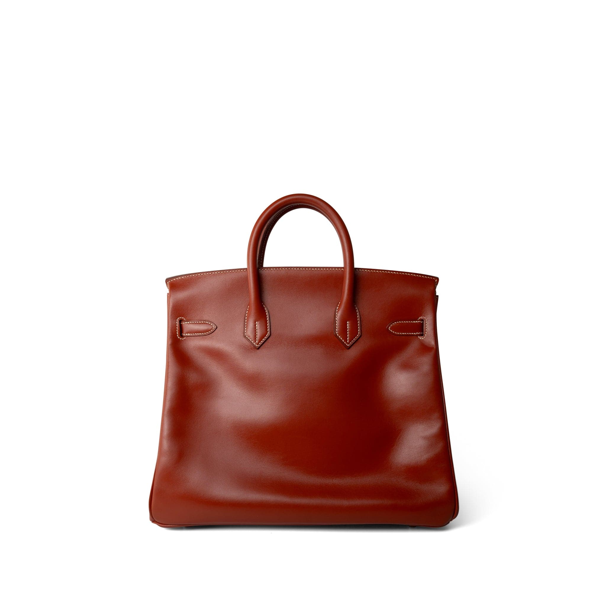Hermes Handbag Red Birkin 32 Brique Box Calfskin Gold Plated B Square Stamp - Redeluxe