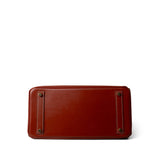 Hermes Handbag Red Birkin 32 Brique Box Calfskin Gold Plated B Square Stamp - Redeluxe