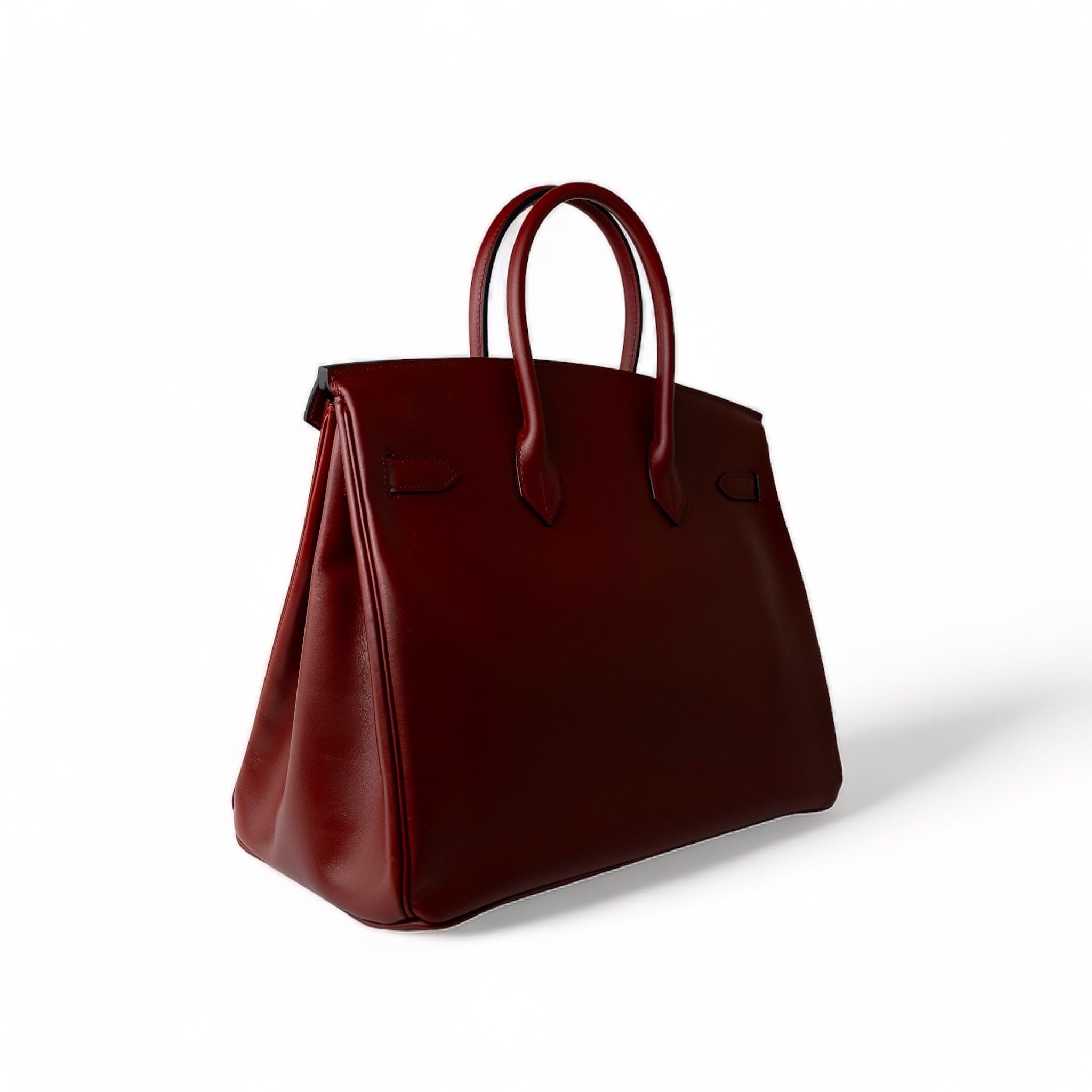 Hermes Handbag Red Birkin 35 Rouge Box Calfskin Gold Plated G Square Stamp - Redeluxe