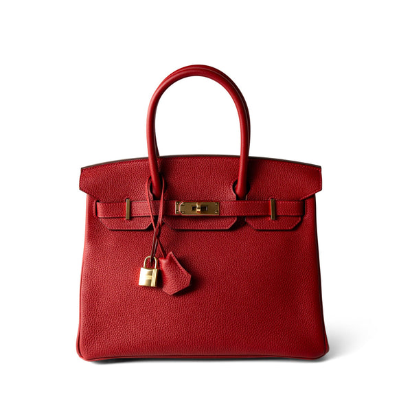 Hermes Birkin 30 Rouge Casaque (red) Togo Leather Gold Plated