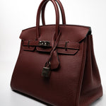 Hermes Handbag Red Hermès Birkin 25 Rouge Hermès Veau Togo Leather Palladium Plated Year 2020 Y - Redeluxe