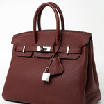 Hermes Handbag Red Hermès Birkin 25 Rouge Hermès Veau Togo Leather Palladium Plated Year 2020 Y - Redeluxe