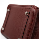 Hermes Handbag Red Hermès Birkin 25 Rouge Hermès Veau Togo Leather Palladium Plated Year 2020 Y - Redeluxe