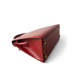 Hermes Handbag Red Kelly 28 Sellier Red (Rouge) Box Calfskin Gold Plated T Circle Stamp - Redeluxe