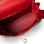 Hermes Handbag Red / Kelly Kelly Sellier 25 Rouge Casaque Epsom Gold Plated A Stamp - Redeluxe
