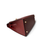 Hermes Handbag Red Kelly Sellier 28 Rouge Courchevel Gold Plated (X) Stamp - Redeluxe