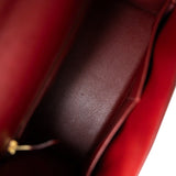 Hermes Handbag Red Kelly Sellier 28 Rouge Courchevel Gold Plated (X) Stamp - Redeluxe