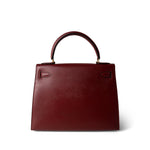 Hermes Handbag Red Kelly Sellier 28 Rouge Courchevel Gold Plated (X) Stamp - Redeluxe