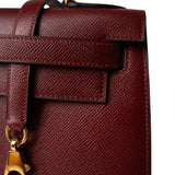 Hermes Handbag Red Kelly Sellier 28 Rouge Courchevel Gold Plated (X) Stamp - Redeluxe