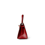 Hermes Handbag Red Mini Kelly Sellier 20 Rouge Box Calfskin Gold Plated U Circle Stamp - Redeluxe