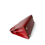 Hermes Handbag Red Mini Kelly Sellier 20 Rouge Box Calfskin Gold Plated U Circle Stamp - Redeluxe