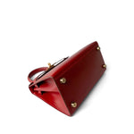 Hermes Handbag Red Mini Kelly Sellier 20 Rouge Box Calfskin Gold Plated U Circle Stamp - Redeluxe
