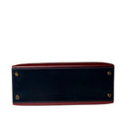 Hermes Handbag Red Vintage Kelly 28 Box Rouge H, Rouge Vif and Bleu Marine with Gold Hardware - Redeluxe