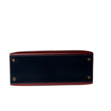 Hermes Handbag Red Vintage Kelly 28 Box Rouge H, Rouge Vif and Bleu Marine with Gold Hardware - Redeluxe