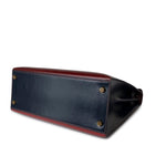Hermes Handbag Red Vintage Kelly 28 Box Rouge H, Rouge Vif and Bleu Marine with Gold Hardware - Redeluxe
