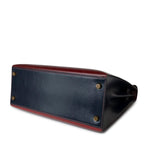 Hermes Handbag Red Vintage Kelly 28 Box Rouge H, Rouge Vif and Bleu Marine with Gold Hardware - Redeluxe
