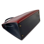 Hermes Handbag Red Vintage Kelly 28 Box Rouge H, Rouge Vif and Bleu Marine with Gold Hardware - Redeluxe