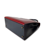Hermes Handbag Red Vintage Kelly 28 Box Rouge H, Rouge Vif and Bleu Marine with Gold Hardware - Redeluxe