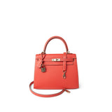 Hermes Handbag Rose Kelly 25 Sellier Rose Jaipur Epsom Gold Plated P Square Stamp - Redeluxe
