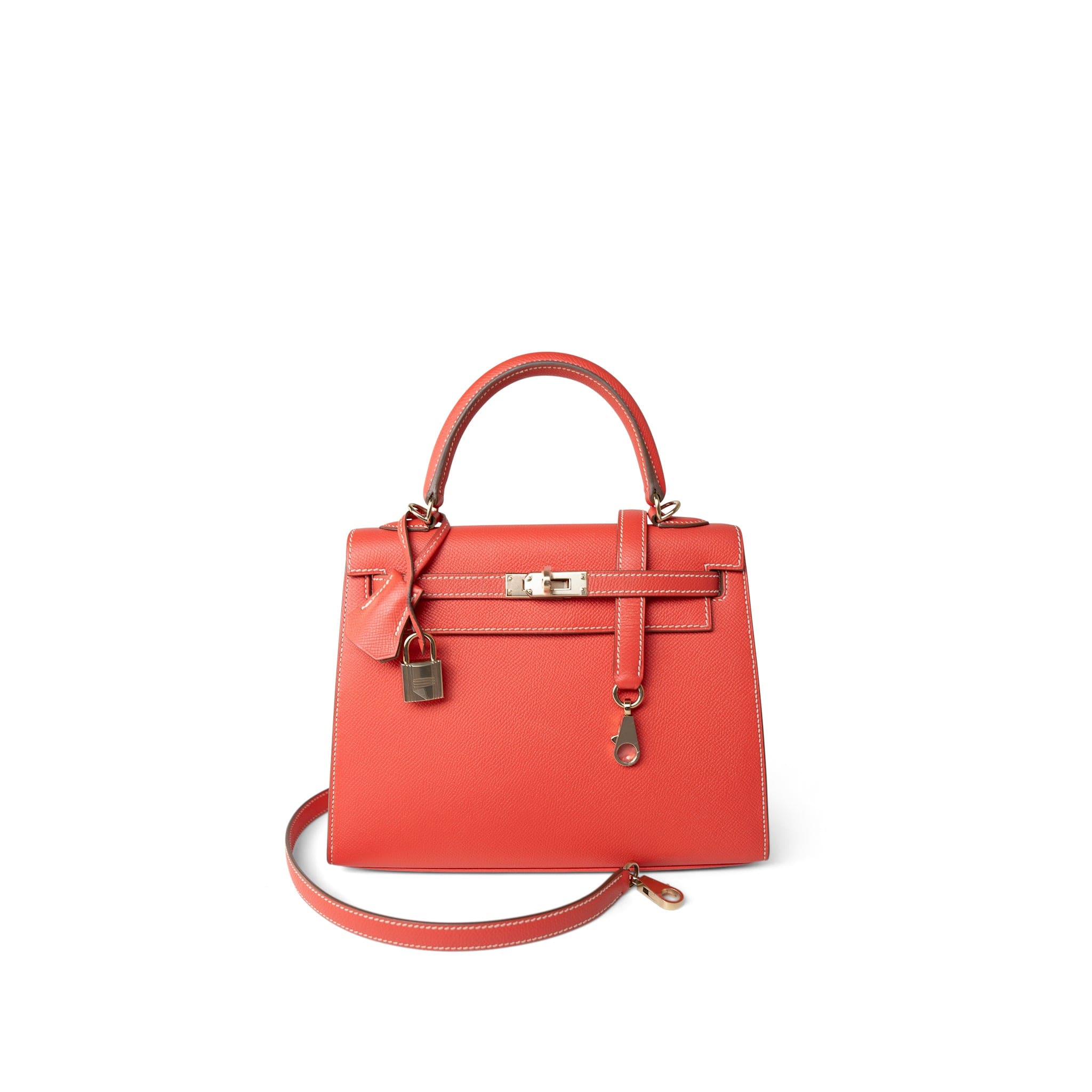Hermes Handbag Rose Kelly 25 Sellier Rose Jaipur Epsom Gold Plated P Square Stamp - Redeluxe