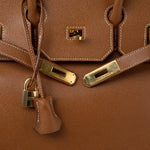 Hermes Handbag Vintage Hermes HAC 32 Gold Courchevel Gold Hardware C Square Stamp - Redeluxe