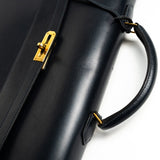 Hermes Handbag Vintage Hermes Kelly 38 Depeches Dark Navy Briefcase - Redeluxe