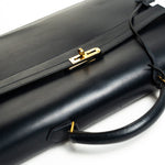 Hermes Handbag Vintage Hermes Kelly 38 Depeches Dark Navy Briefcase - Redeluxe