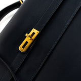 Hermes Handbag Vintage Hermes Kelly 38 Depeches Dark Navy Briefcase - Redeluxe