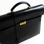 Hermes Handbag Vintage Hermes Kelly 38 Depeches Dark Navy Briefcase - Redeluxe