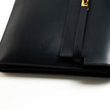 Hermes Handbag Vintage Hermes Kelly 38 Depeches Dark Navy Briefcase - Redeluxe
