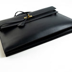 Hermes Handbag Vintage Hermes Kelly 38 Depeches Dark Navy Briefcase - Redeluxe