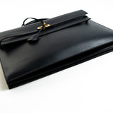 Hermes Handbag Vintage Hermes Kelly 38 Depeches Dark Navy Briefcase - Redeluxe