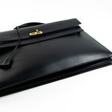 Hermes Handbag Vintage Hermes Kelly 38 Depeches Dark Navy Briefcase - Redeluxe