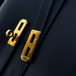 Hermes Handbag Vintage Hermes Kelly 38 Depeches Dark Navy Briefcase - Redeluxe