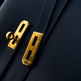 Hermes Handbag Vintage Hermes Kelly 38 Depeches Dark Navy Briefcase - Redeluxe