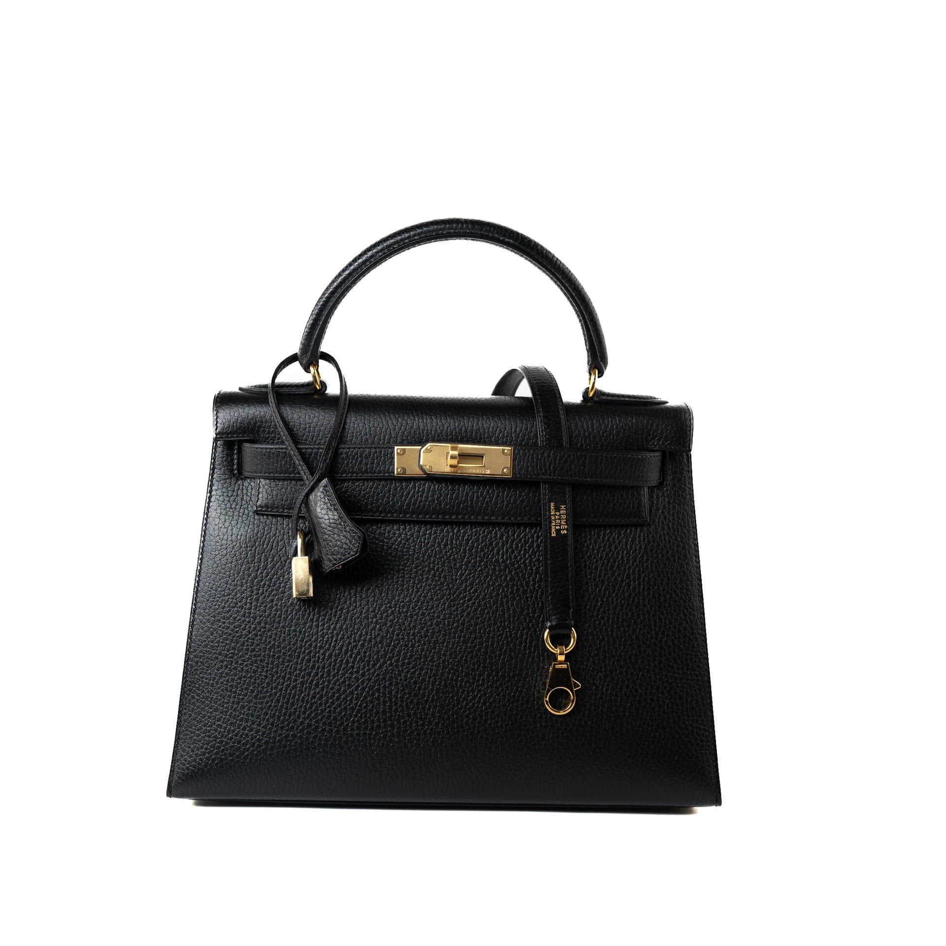 Vintage Kelly 28 Black Ardennes Leather Gold Plated Hardware Z